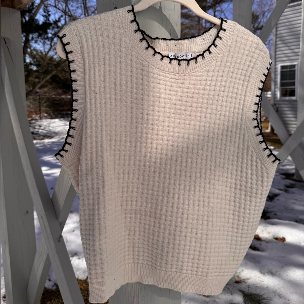AND NOW THIS cream sweater vest